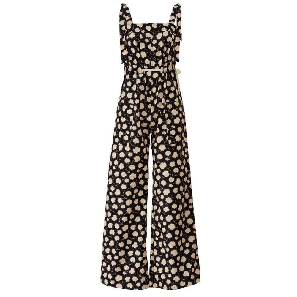 Warm Jessie Black Ink Blot Floral Jumpsuit S